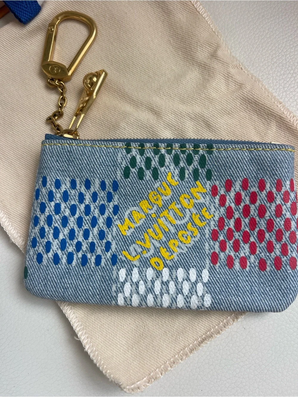 Louis Vuitton Key Pouch (Pochette Cles) crafted from LV Vers Damier Denim.